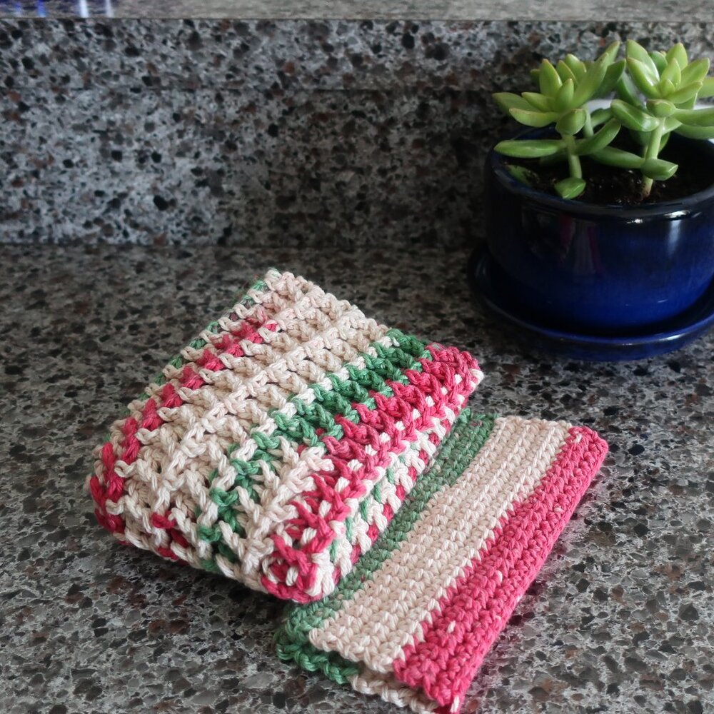 Multicolored Crochet Dish Drying Mats 100% Cotton Kitchen